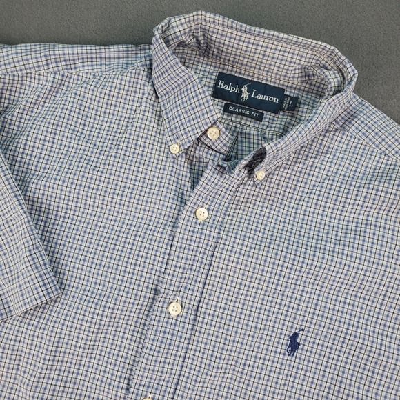 Ralph Lauren Other - Ralph Lauren Mens Button Down Shirt Blue Plaid Classic Fit Short Sleeve Large